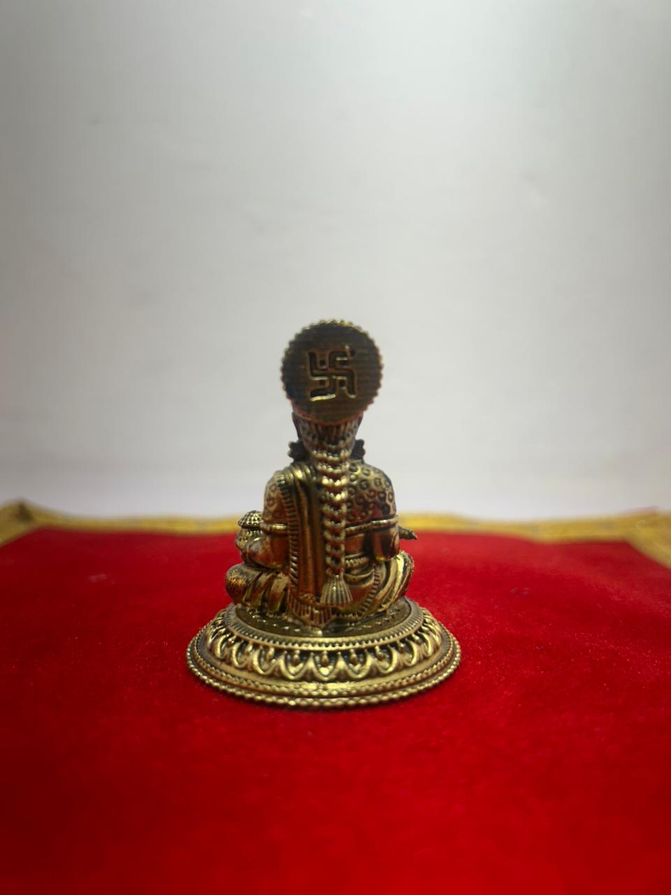 Handcrafted Brass Annapurna Devi Idol, Traditional Hindu Goddess Figurine, Antique Gold Finish, Vastu Compliant Temple Decor, 1.2 Inch Height
