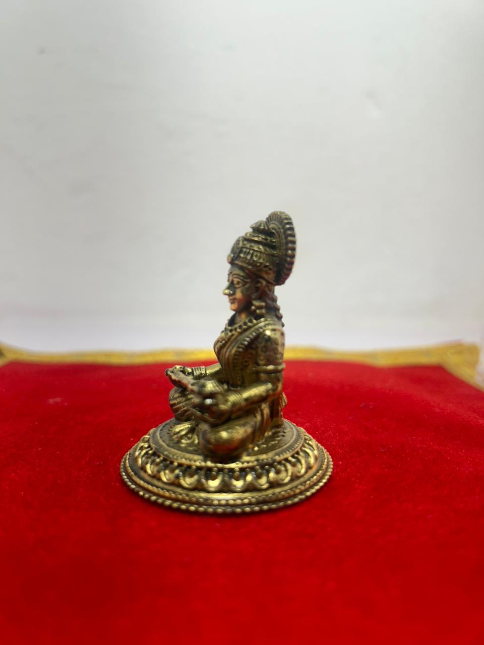 Handcrafted Brass Annapurna Devi Idol, Traditional Hindu Goddess Figurine, Antique Gold Finish, Vastu Compliant Temple Decor, 1.2 Inch Height
